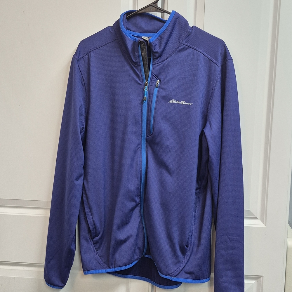 Eddie Bauer Men's Activator Grid Full-Zip Jacket Blue Pockets, Size Large